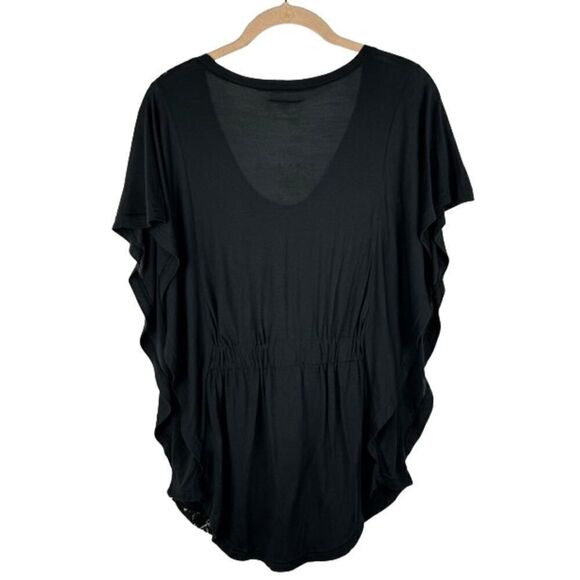 Free People Womens Top Black Pink Floral Scoop Neck Shirt Blouse Batwing Size S - Picture 5 of 5